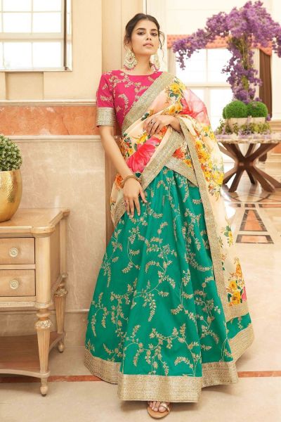 Rama Green Art Silk Lehenga Choli (NWG-1382)