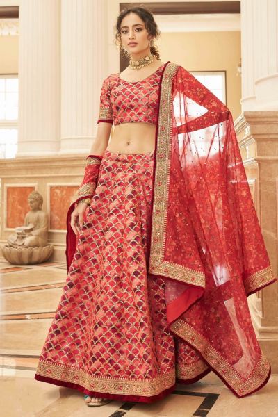 Red Art Silk Lehenga Choli (NWG-1385)