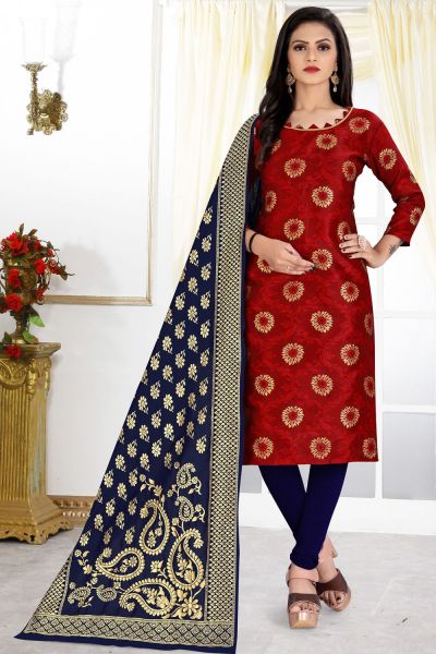 Red Banarasi Silk Salwar Kameez (NWS-6352)