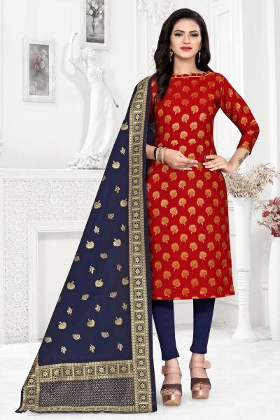 Red Banarasi Silk Salwar Suit (NWS-6348)