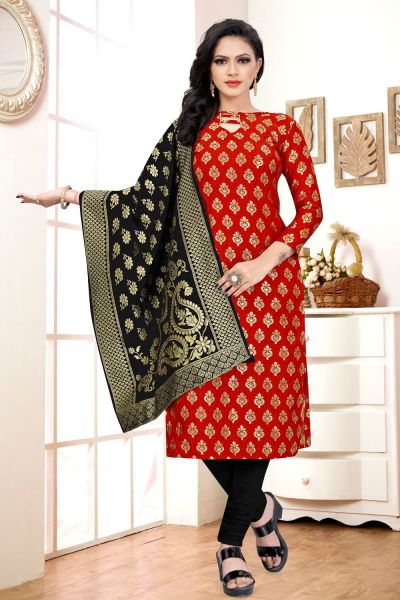 Red Banarasi Silk Salwar Suit (NWS-6409)