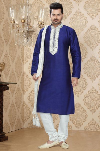 Royal Blue Art Silk Designer Kurta Pajama (NMK-2269)