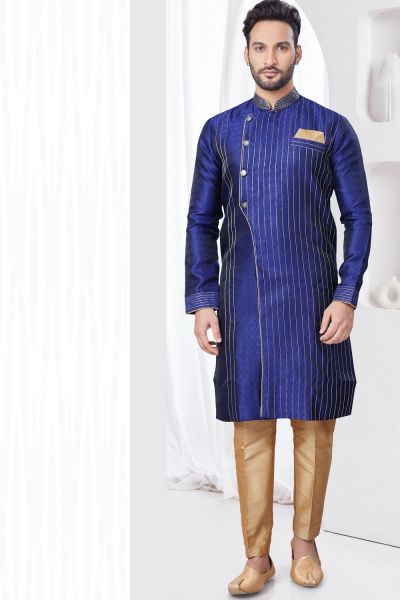 Royal Blue Jaquard Indo Western (NMK-7840)