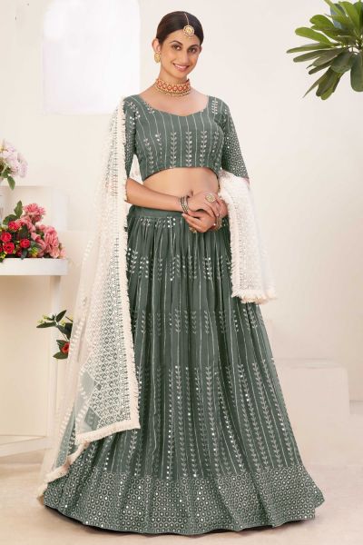 Sage Green Georgette Lehenga Choli (NWG-1229)