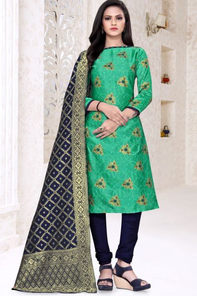 Sea Green Banarasi Silk Salwar Suit (NWS-6359)