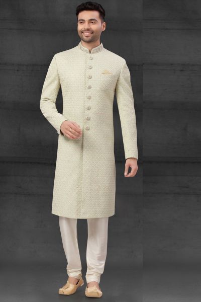 Sea Green Lucknowi Sherwani (NMK-6019)