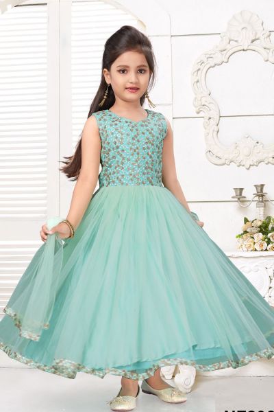 Sea Green Net Girls Salwar Kameez (NFG-224)