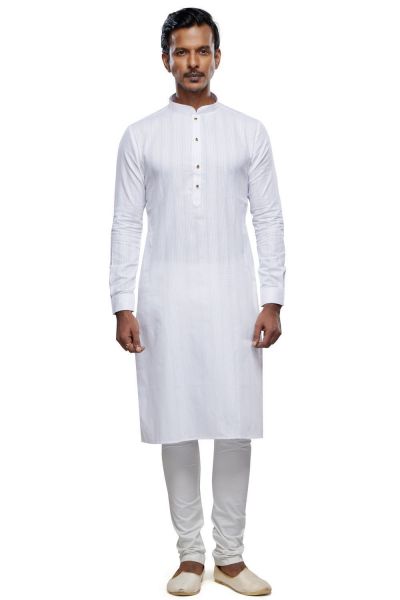 Self Printed Off White Art Silk Kurta Pajama (NMK-7499)