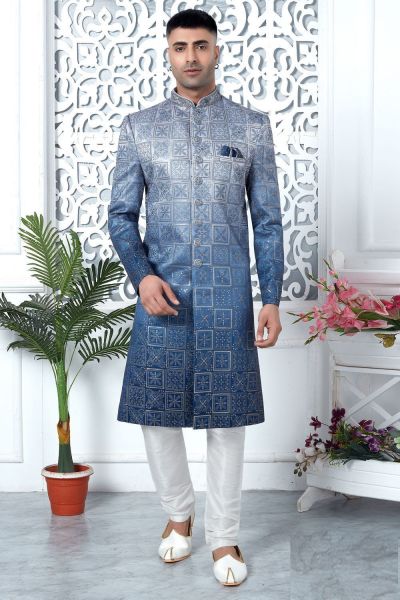 Shaded Blue Art Silk Indo Western (NMK-7690)