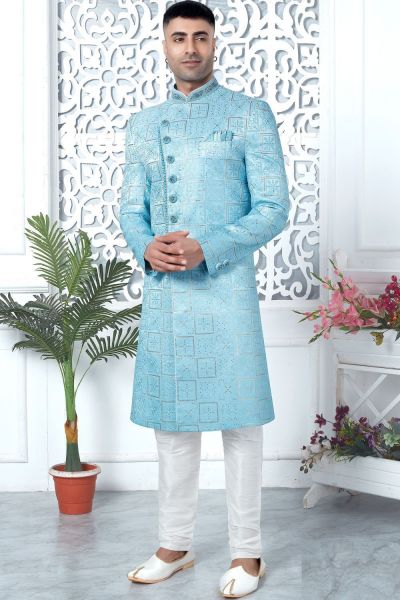 Shaded Sky Blue Art Silk Indo Western (NMK-7688)