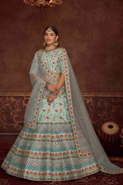 Sky Blue Art Silk Lehenga Choli (NWG-1060)