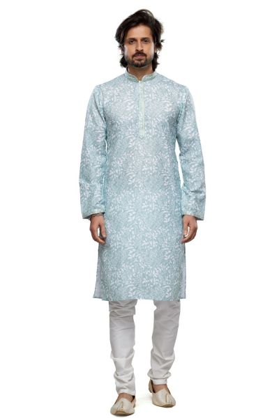 Sky Blue Cotton Digital Printed Kurta (NMK-7472)