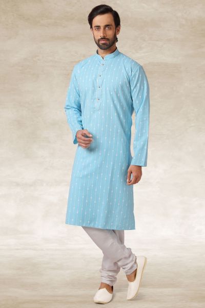 Sky Blue Cotton Kurta Pajama (NMK-5654)