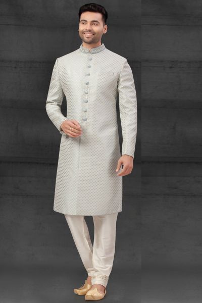 Sky Blue Silk Sherwani (NMK-6022)