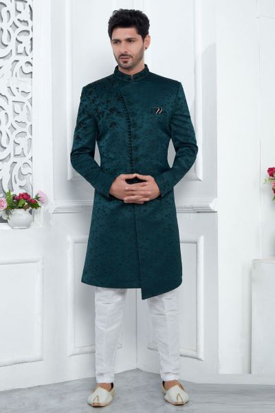 Teal Green Art Silk Sherwani (NMK-7717)