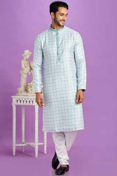 Teal Green Cotton Kurta Pajama (NMK-7553)