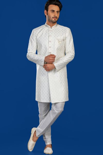 White Art Silk Indo Western (NMK-8113)