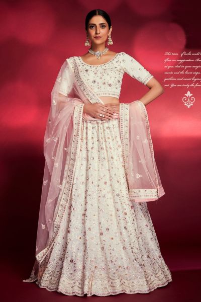 White Georgette Wedding Lehenga Choli (NWG-1348)