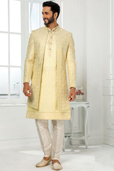 Yellow Art Silk Indo Western (NMK-6274)