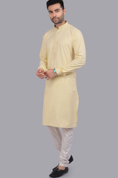 Yellow Art Silk Mens Kurta Pajama (NMK-7505)