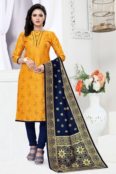 Yellow Banarasi Silk Salwar Suit (NWS-6366)