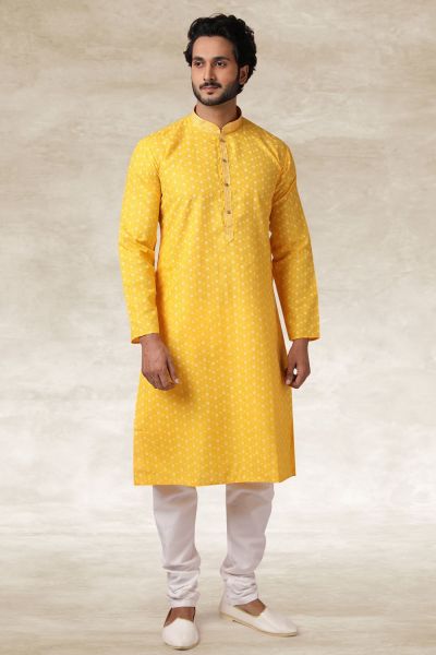 Yellow Cotton Kurta for Mens (NMK-5670)