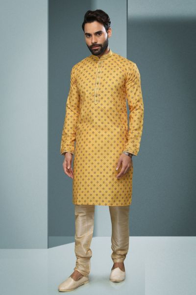 Yellow Cotton Kurta Pajama (NMK-6228)