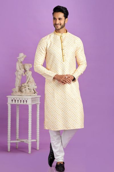 Yellow Cotton Kurta Pajama (NMK-7551)