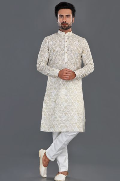 Yellow Cotton Kurta Pajama (NMK-8131)