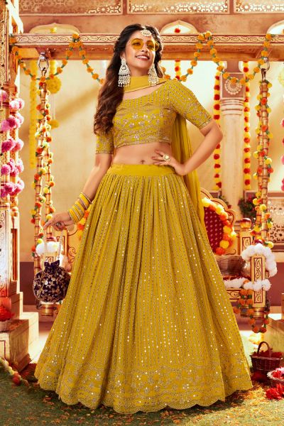 Yellow Faux Georgette Lehenga Choli (NWG-1266)