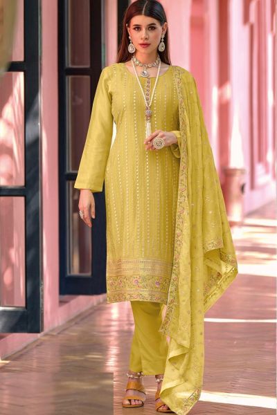 Yellow Georgette Embroidered Salwar Suit (NWS-6935)