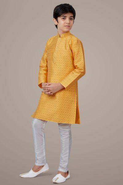 Yellow Jaquard Boys Kurta Pajama (NKK-706)