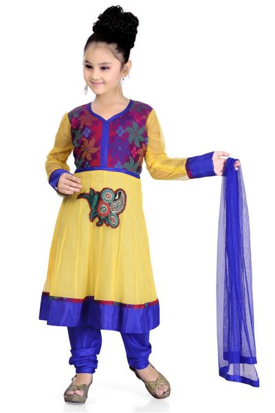 Yellow Net Girls Salwar Kameez (NFG-106)