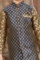 2 Toned Antique, Blue Jaquard Kids Kurta (NKK-623)