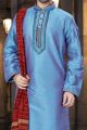 2 Toned Blue Art Dupion Regular Kurta Pajama (NMK-3760)