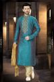 2 Toned Green Art Dupion Designer Kurta Pajama (NMK-3792)