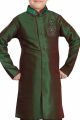 2 Toned Green Art Dupion Kids Sherwani (NKK-489)