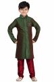 2 Toned Green Art Dupion Kids Sherwani (NKK-489)