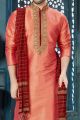 2 Toned Peach Banglori Silk Kurta Pajama (NMK-3820)