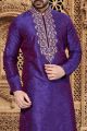 2 Toned Purple Art Dupion Kurta Pajama (NMK-2935)