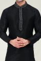 Art Banarasi Silk Black Kurta Pajama for Men (NMK-6567)