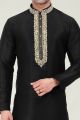 Art Banarasi Silk Black Kurta Pajama (NMK-6560)