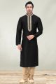 Art Banarasi Silk Black Kurta Pajama (NMK-6560)