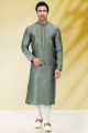 Art Banarasi Silk Grey Mens Kurta Pajama (NMK-6553)