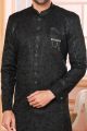 Art Embroidered Silk Black Mens Indo Western (NMK-6511)