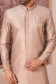 Art Embroidered Silk Onion Pink Indo Western (NMK-6505)