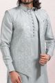 Art Silk Grey Thread work Nehru Jacket (NMK-6576)