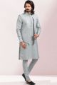 Art Silk Grey Thread work Nehru Jacket (NMK-6576)