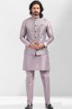 Art Silk Light Purple Nehru Jacket (NMK-6579)