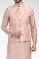 Art Silk Mens Nehru Jacket in Peach (NMK-6474)